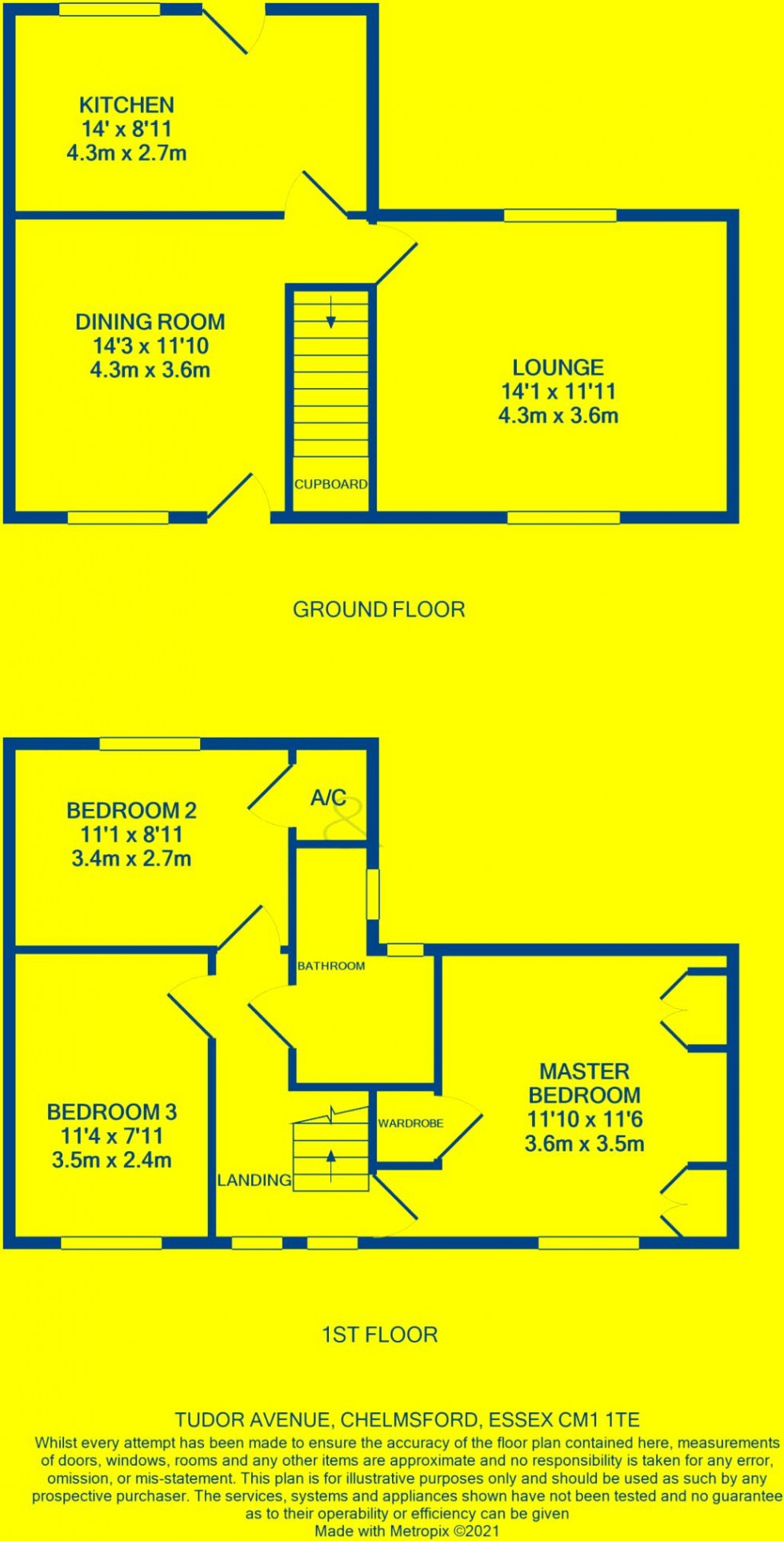 Floorplan for Tudor Avenue, Chelmsford, Essex