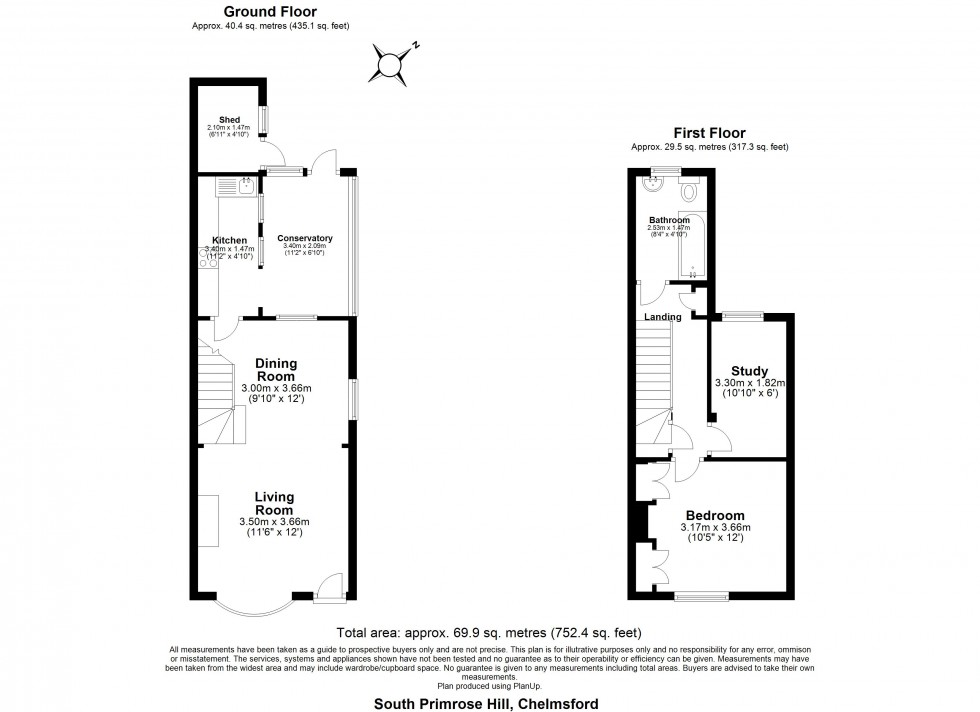 Floorplan for South Primrose Hill, Chelmsford, Essex