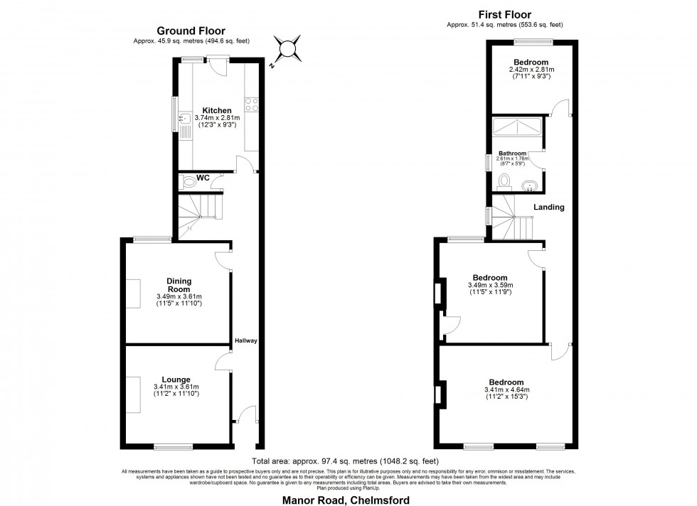 Floorplan for Manor Road, Chelmsford, Essex