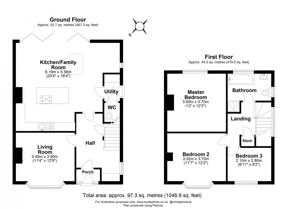 Floorplan for Burns Crescent, Chelmsford, Essex