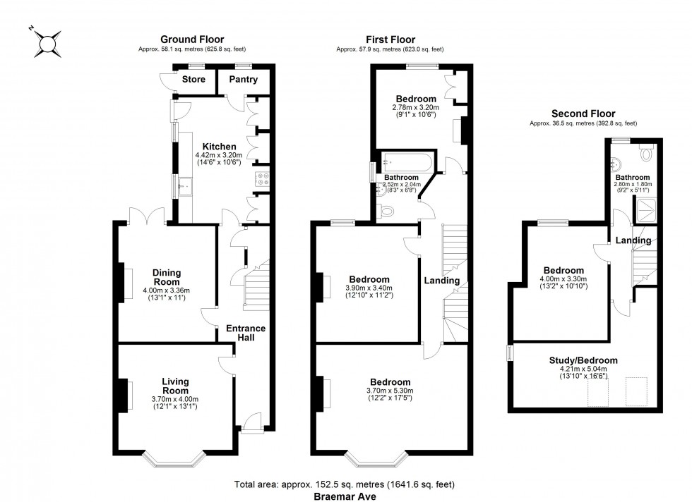 Floorplan for Braemar Avenue, Chelmsford, Essex