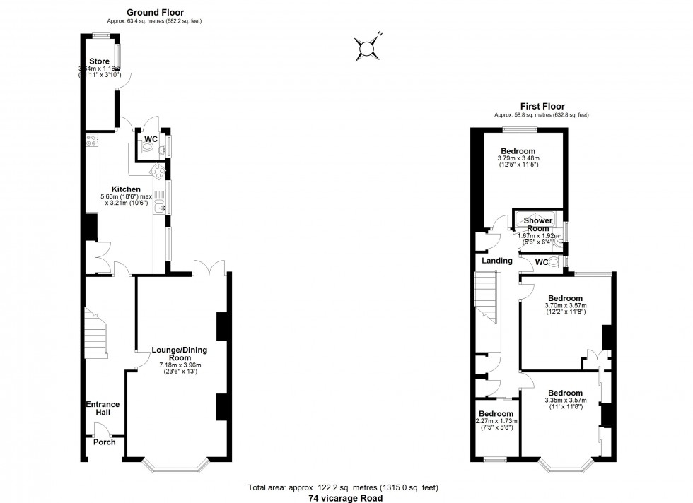 Floorplan for Vicarage Road, Chelmsford, Essex